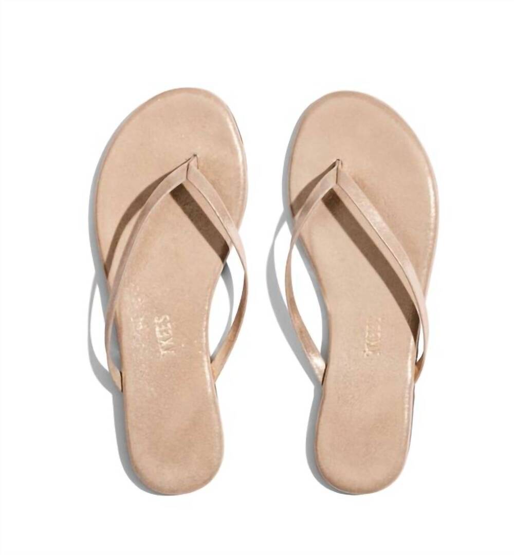 NEW TKEES women's pink pearl metallics sandal in gold